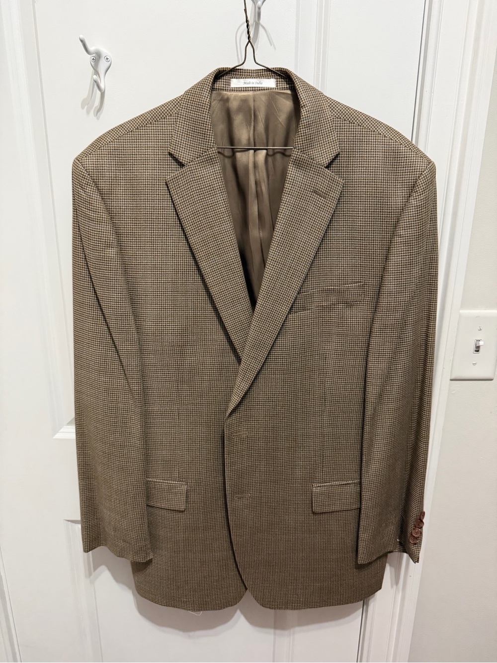 Ralph Lauren Men's Tan Houndstooth Blazer 44R